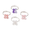 Flower Cellulose Acetate(Resin) & Shell Pearl Finger Rings RJEW-TA00181-02-2