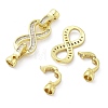 Brass with Clear Cubic Zirconia Fold Over Clasps KK-Z080-04G-2