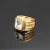 304 Stainless Steel with Cubic Zirconia Dragon Pattern Finger Rings for Men FS-WGD623F-19-1