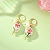 Handmade Porcelain Nuggets & Flower Pendants Dangle Earrings EJEW-JE07319-1