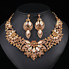 Flower Alloy Rhinestone Pendant Necklaces & Stud Dangle Earrings Sets WG248C9-01-1