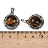 Natural Tiger Eye Half Round Pendants PALLOY-R159-01AS-11-3