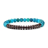 Natural Chalcedony & Synthetic Non-magnetic Hematite Beads Energy Stretch Bracelets Set BJEW-JB07142-03-2