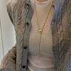 Adjustable Wood Teardrop Tassel Alloy Chain Lariat Necklaces for Women WGF9A15-04-2