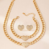 Heart Alloy Crystal Rhinestone Chain Necklaces & Stud Earrings & Link Bracelets Sets FS-WGBF8A8-01-5