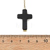 Natural Lava Rock & Evil Eye Lampwork 304 Stainless Steel Cable Chain Lariat Necklaces for Women NJEW-JN06651-4