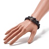 Natural Lava Rock & Non-magnetic Synthetic Hematite Round Beads Energy Power Stretch Bracelets Sett BJEW-JB07051-5