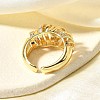 Brass Micro Pave Clear Cubic Zirconia Cuff Rings for Women RJEW-Q008-04G-5