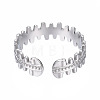 304 Stainless Steel Fish Bone Wrap Open Cuff Ring RJEW-T023-64P-2