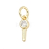 Brass Micro Pave Clear Cubic Zirconia Charms KK-G522-02G-1