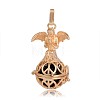 Golden Plated Brass Hollow Round Cage Pendants KK-J251-05G-1