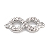 Brass Pave Clear Cubic Zirconia Infinity Connector Charms KK-M293-46P-1