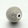 Brass Micro Pave Cubic Zirconia Round Beads ZIRC-M039-13-RS-3