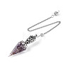 Natural Amethyst Chip & Epoxy Resin Dowsing Pendulum Big Pendants AJEW-N004-01D-1
