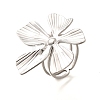 Flower Stainless Steel Open Cuff Ring for Women RJEW-R006-03P-01-4