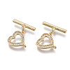 Brass Micro Pave Clear Cubic Zirconia Toggle Clasps KK-T063-014-NF-1