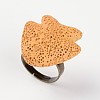 Adjustable Fish Lava Rock Gemstone Finger Rings RJEW-I015-03-1