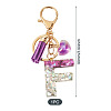 Alloy Resin Heart Keychains KEYC-TADJ0002-01G-F-3