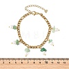 Natural Gemstone Chip and Shell Pearl Beads Tassel 304 Stainless Steel Figaro Chain Bracelets BJEW-JB14346-5