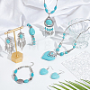 Natural & Synthetic Turquoise Heart Pendant Necklaces & Beaded Bracelets & Feather Chandellier Earrings SJEW-AN0001-45-5