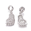 Brass Micro Pave Clear Cubic Zirconia European Dangle Charms ZIRC-I036-21P-1