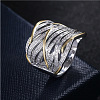 Criss Cross Alloy Crystal Rhinestone Wide Finger Rings FS-WGCE8BA-02-2