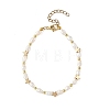 Natural Cultured Freshwater Pearl & Brass Beaded Bracelets for Women BJEW-JB14155-3