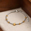 Duo Tone 201 Stainless Steel Star Round Snake Chain Bracelets for Women WGA233C-01-2