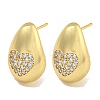 Rack Plating Brass Micro Pave Clear Cubic Zirconia Stud Earring EJEW-C102-29B-G-1