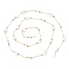 304 Stainless Steel & Natural Shell Heart & Round Bead Cable Chains CHS-G048-09G-3
