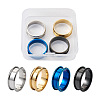 4 Colors Stainless Steel Grooved Finger Ring Settings STAS-TA0001-26D-2