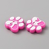 Paw Print Food Grade Eco-Friendly Silicone Beads SIL-WH0008-43B-2