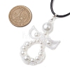 Glass Seed Beads & Shell Pearl Angel Pendant Necklaces NJEW-MZ00051-04-3