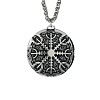 Vintage 304 Stainless Steel Viking Compass Pendant Necklaces for Men WG22CD2-01-2