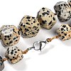 Natural Dalmatian Jasper Nuggets Beaded Necklaces for Women Men NJEW-K388-01O-3