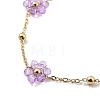 Glass Flower Link Chain Necklaces NJEW-H041-04G-01-2