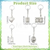 4Pcs 304 Stainless Steel Locket Pendant Keychains KEYC-YW00268-3
