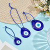 3Pcs 3 Colors Handmade Lampwork and Glass Blue Evil Eye Pendant Decorations HJEW-GF0001-76-4
