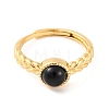 Round Natural Black Onyx Adjustable Rings RJEW-Q817-03G-08-2