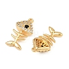 Ocean Theme Brass Micro Pave Cubic Zirconia Charms KK-F902-08M-G-2