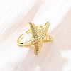 Brass Cuff Rings for Women RJEW-U047-01G-1