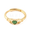 Hand with Heart Natural Green Onyx Agate Adjustable Rings RJEW-Q817-06G-01-2