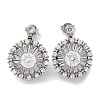 Brass Micro Pave Clear Cubic Zirconia Stud Earrings EJEW-C130-01P-4