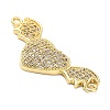 Brass Micro Pave Clear Cubic Zirconia Heart with Bat Wings Connector Charms KK-L229-053G-2