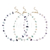 3Pcs 3 Styles Natural Lapis Lazuli & Aquamarine & Amethyst & Rose Quartz & Green Aventurine & Citrine Chip & Glass Seed Baeded Necklaces for Women NJEW-JN05603-3