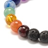 Natural Lava Rock Round Beads Stretch Bracelet BJEW-JB07455-5