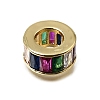 Brass Pave Cubic Zirconia European Beads KK-C262-14G-02-1