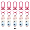 5Pcs Rabbit Resin Pendant Decorations HJEW-YW00193-01-1