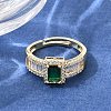 Brass Micro Pave Clear Cubic Zirconia Cuff Open Rings CU-CBA5C10-14G-1