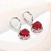 Valentine's Day Heart Brass & Glass Hoop Earrings EJEW-Z164-23P-3